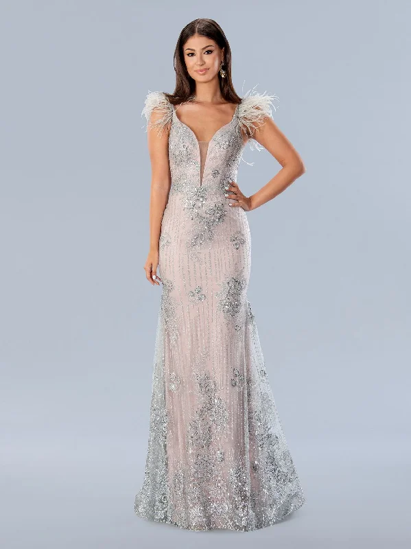 Stella Couture 24166 Formal Long Sequin Prom Feather Dress