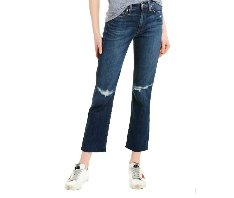 San Francisco High Rise Crop Raw Hem Ankle Jeans In Blue