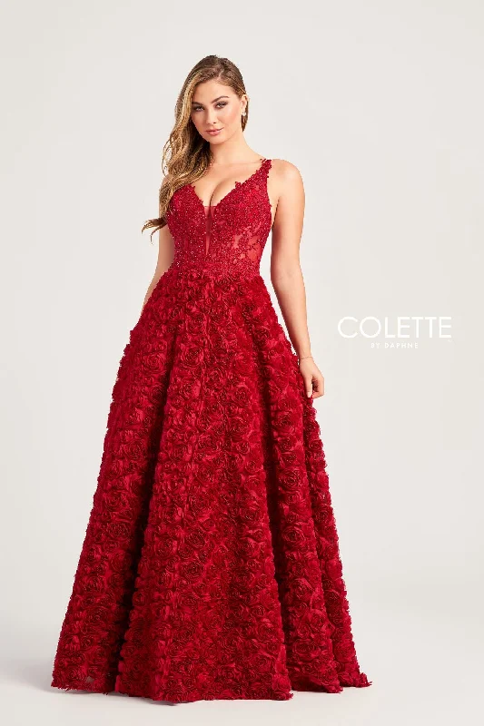 Colette CL5251 Applique Long Formal Prom Rosette Ball Gown