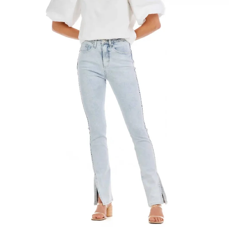 Yorker Side Slit Jeans In Blue