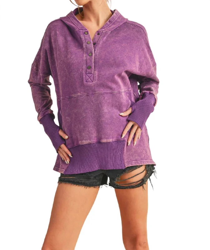 Washed Dove Pullover In Purple