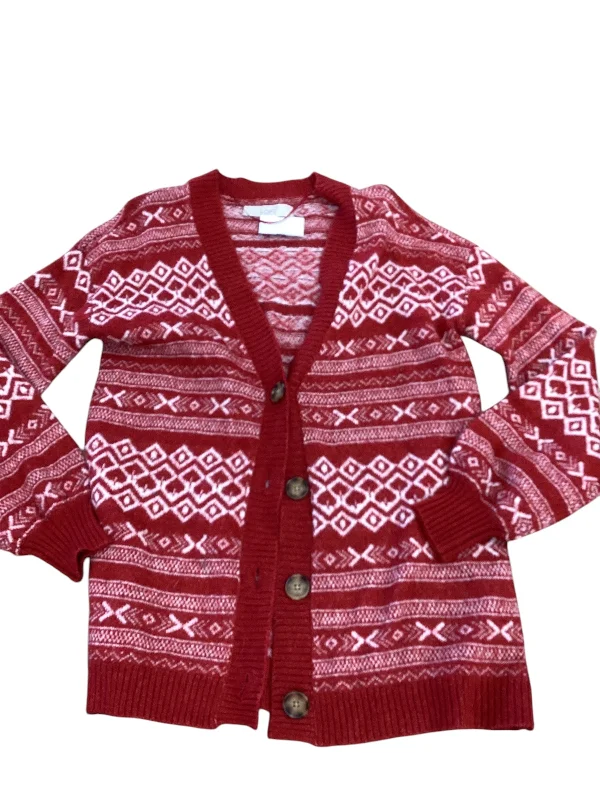 Sweater Cardigan By Loft In Red, Size: Xs