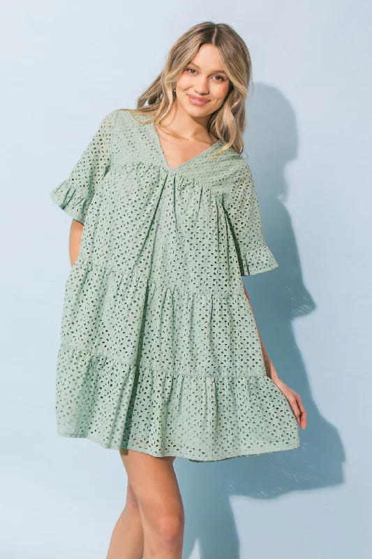 GIVE LOVE A CHANGE EYELET MINI DRESS