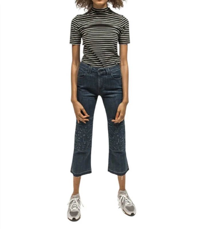 Cropped Flare Floating Shapes Jean In True Blue