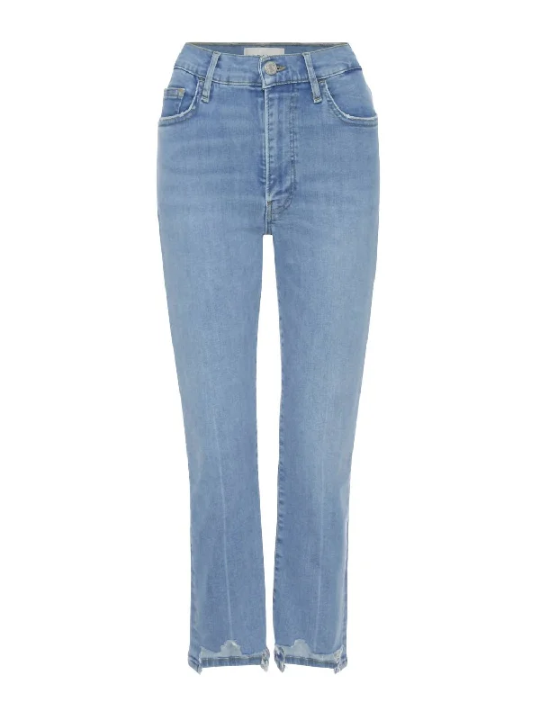 Women's Le High Straight Raw Fray Jeans In Clearwater Modern