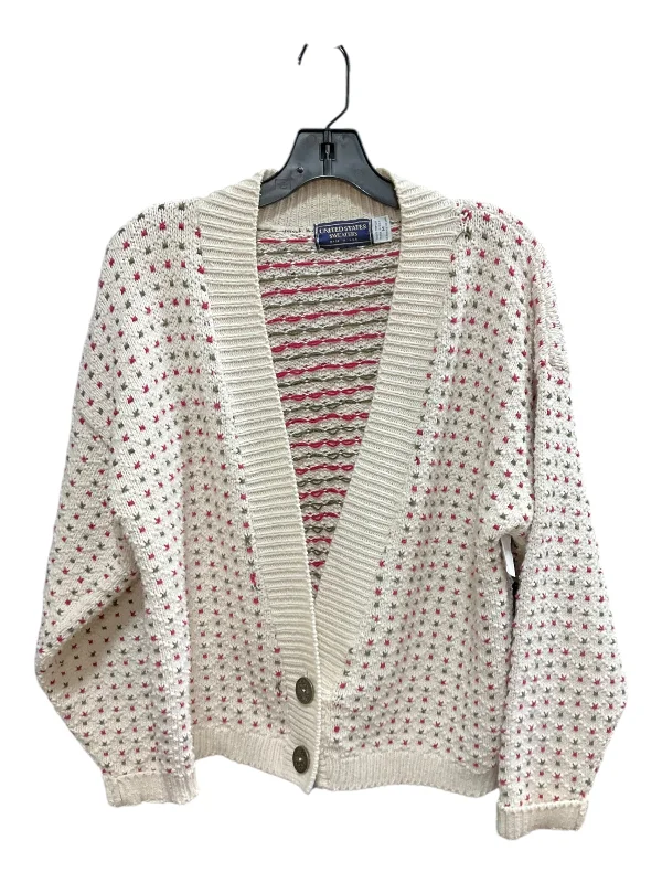 Sweater Cardigan By United States Sweaters In Cream, Size: M