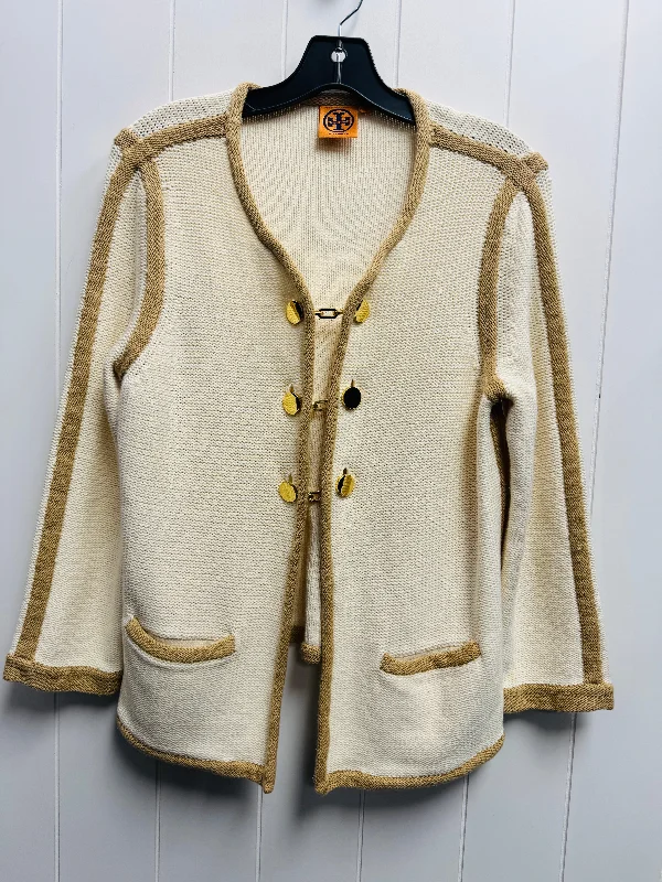 Sweater Cardigan Designer By Tory Burch In Tan, Size: Xl