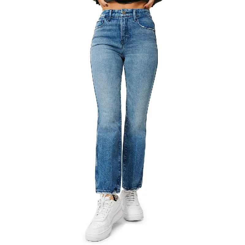 Womens High Rise Curvy Fit Straight Leg Jeans