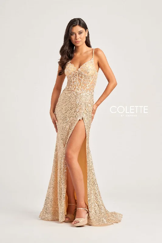 Colette CL5177 Sequin Prom Long Applique Formal Dress