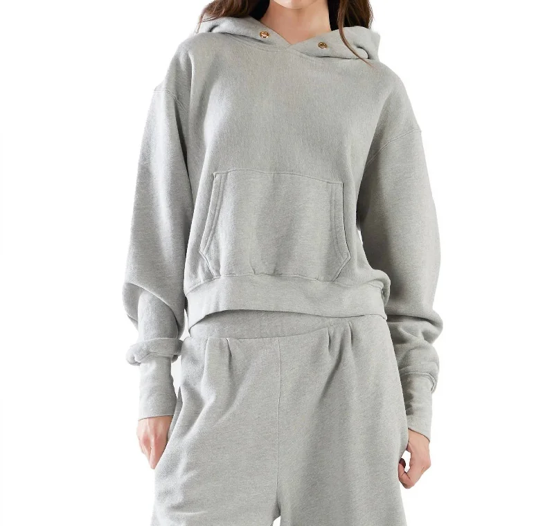 Vintage Texture Fleece Cropped Hoodie - Unisex In Heather Grey