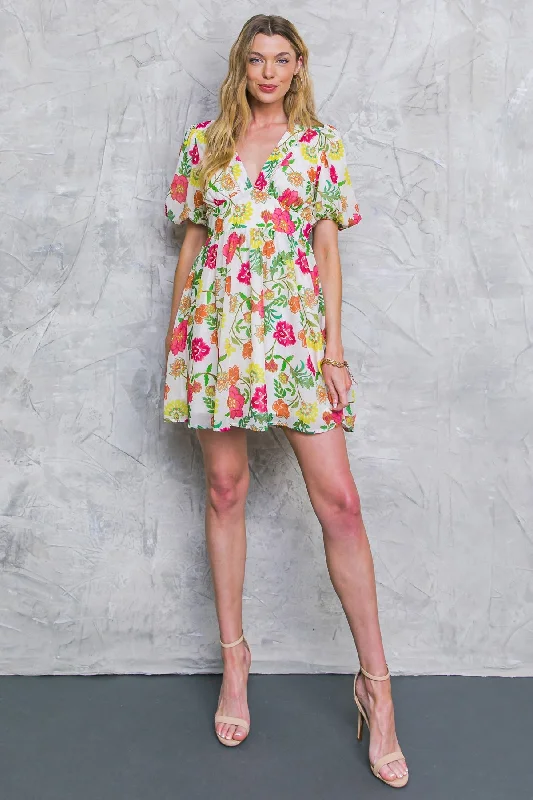 FREE ME TODAY FLORAL WOVEN MINI DRESS