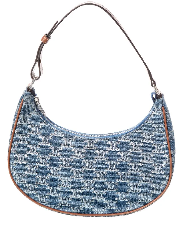 CELINE Ava Denim & Leather Hobo Bag