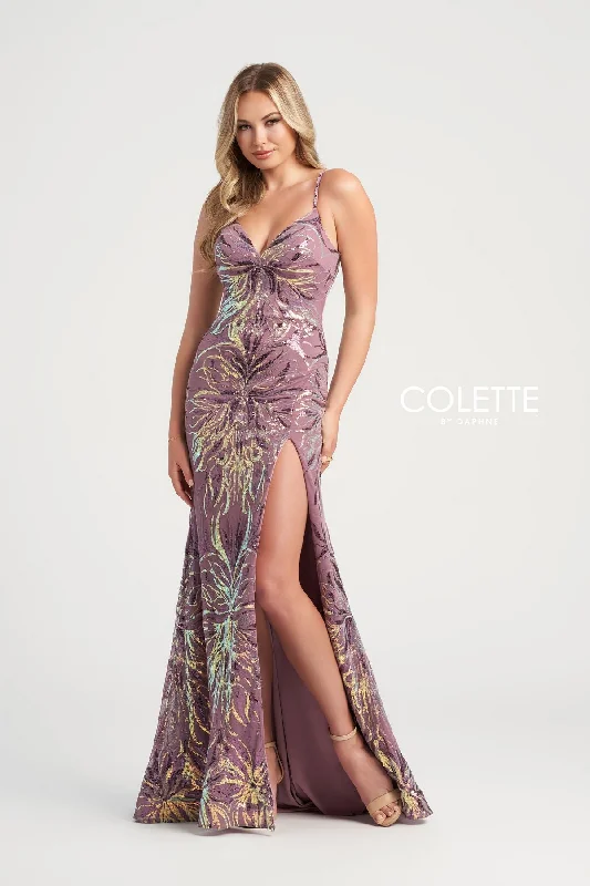 Colette CL5195 Fitted Formal Sequin Long Prom Dress