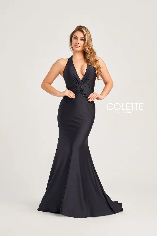 Colette CL5199 Halter Long Formal Fitted Prom Dress