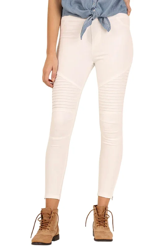 Washed Moto Jegging In Off-White