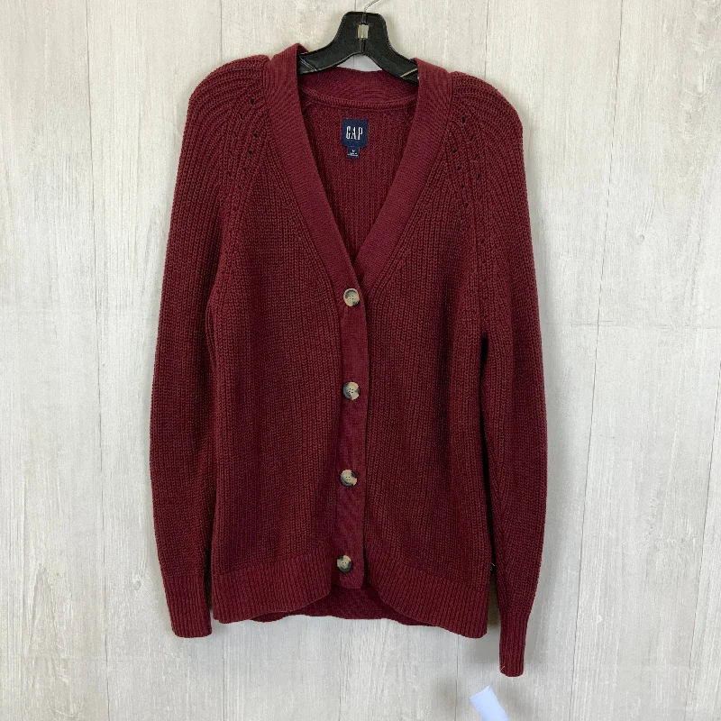 Sweater Cardigan By Gap In Maroon, Size: M