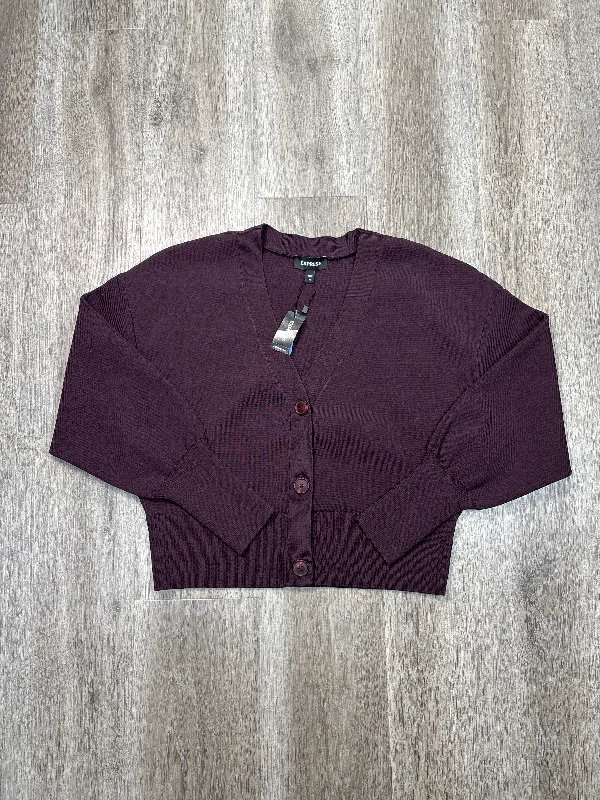 Cardigan By Express In Purple, Size: M