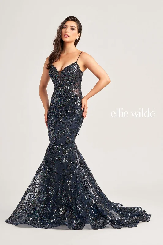 Ellie Wilde EW35013 Prom Fitted Formal Glitter Long Gown