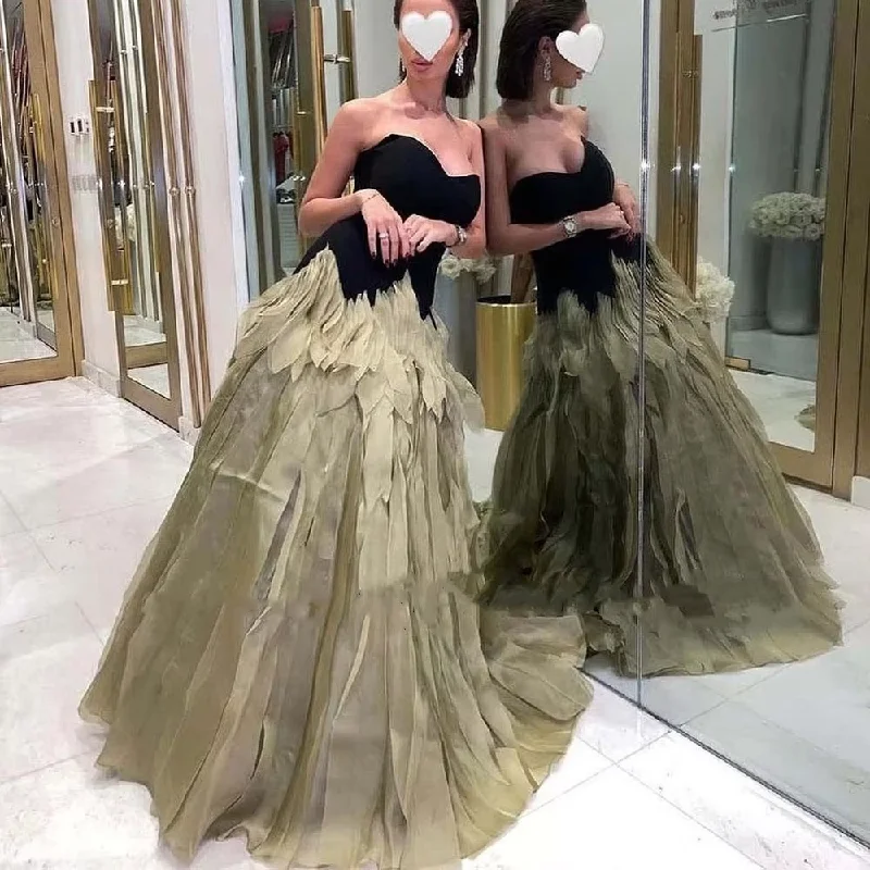 Luxury Feather A Line Prom Dresses Sexy Sweetheart Long Evening Party Dress Customized Women Celebrate Event Gowns