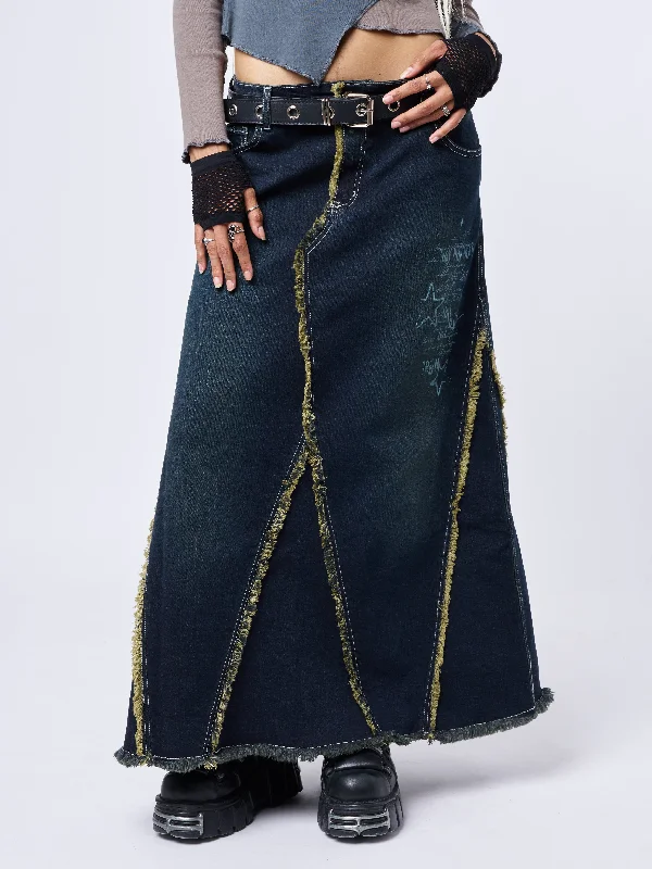 Alexis Lined Denim Maxi Skirt