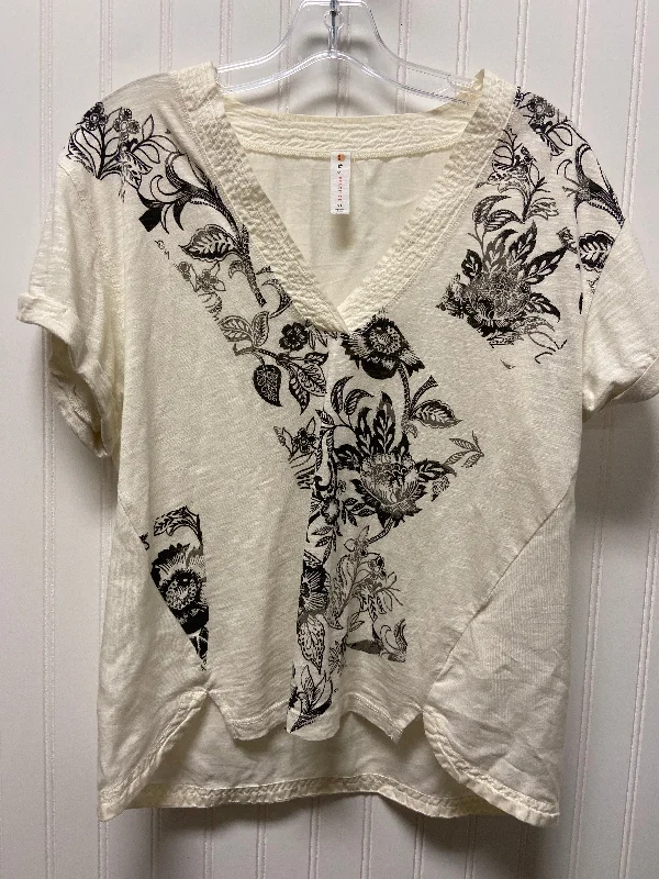 Black & Cream Top Short Sleeve Anthropologie, Size Xs