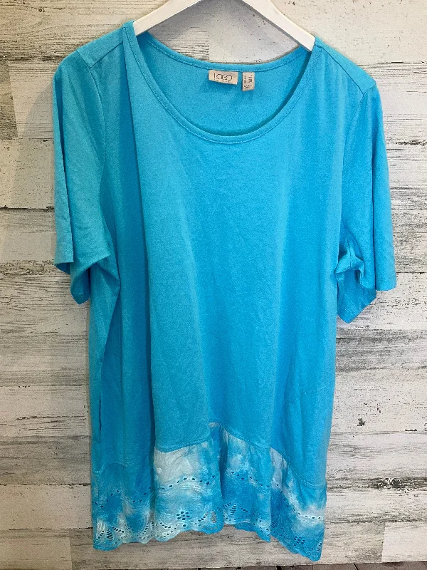 Blue Tunic Short Sleeve Logo, Size 1x