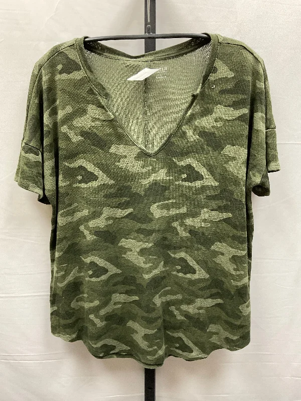 Camouflage Print Top Short Sleeve Ana, Size L