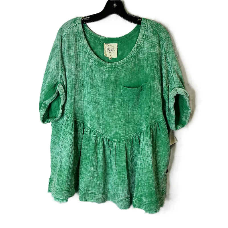 Green Top Short Sleeve By Fanatics, Size: S