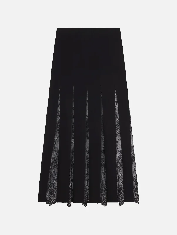 Mira Lace Midi Skirt in Black