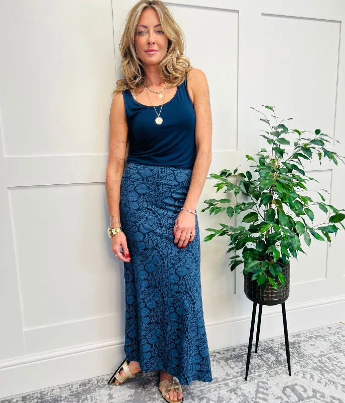 Navy Elder Jersey Maxi Skirt