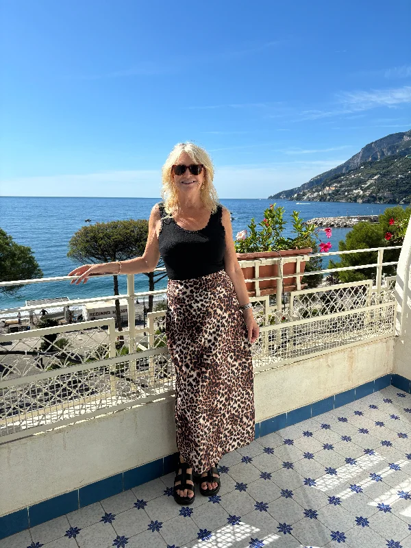 Amalfi Leopard Satin Skirt