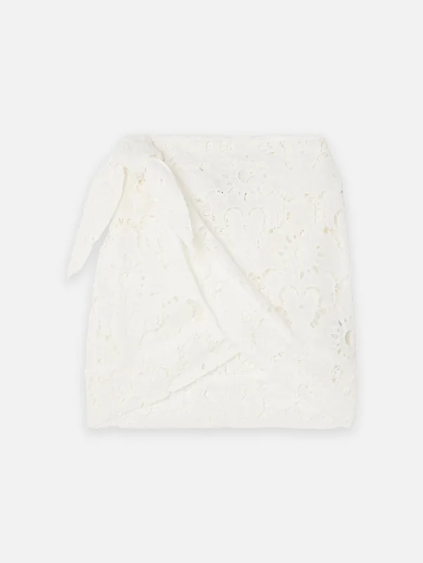 Sun Eyelet Mini Skirt in Off-White