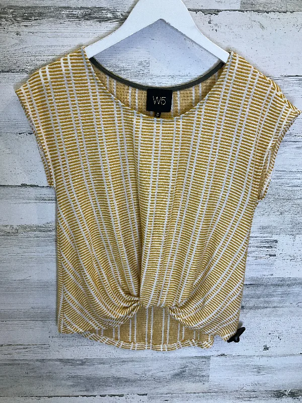 White & Yellow Top Short Sleeve W5, Size M