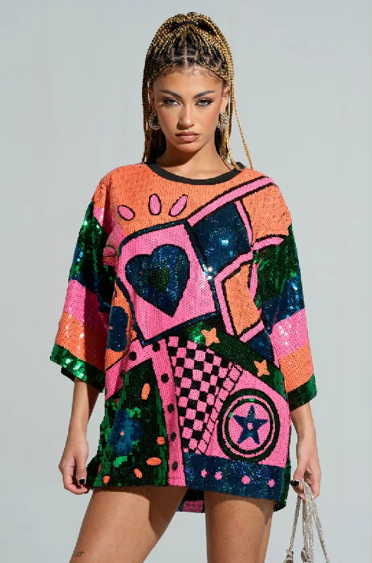 HOUSE OF HEARTS SEQUIN TSHIRT DRESS