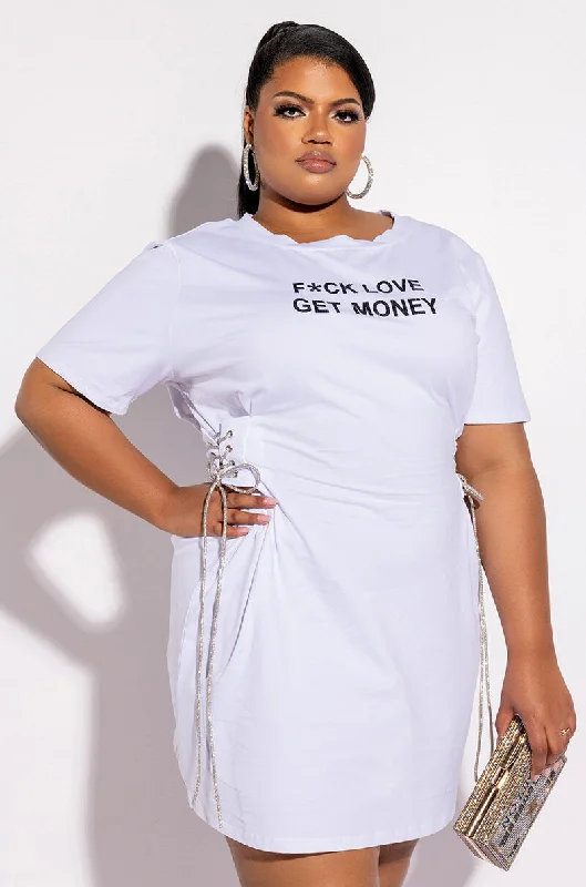 PLUS GET MONEY GRAPHIC T SHIRT DRESS