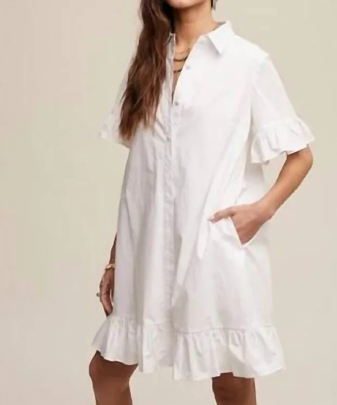 Poplin Shirt Dress In White