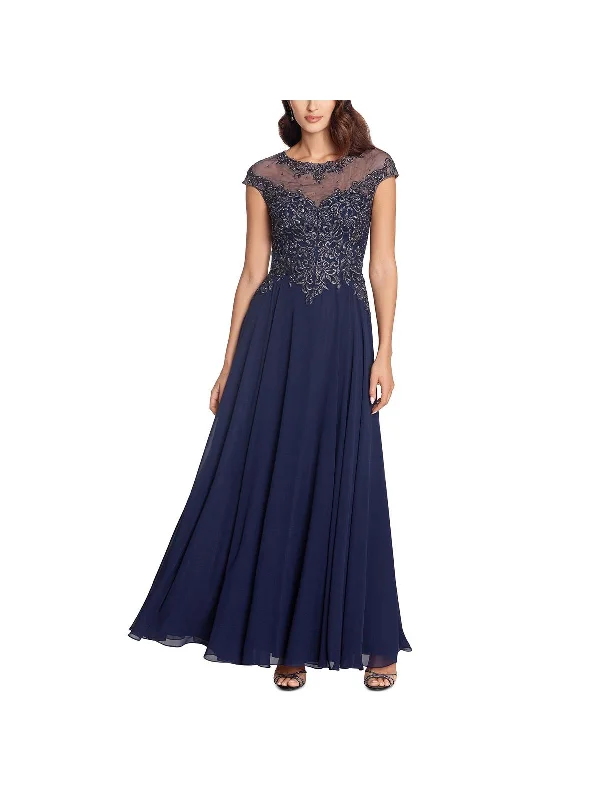 Womens Embellished Embroidered Evening Dress