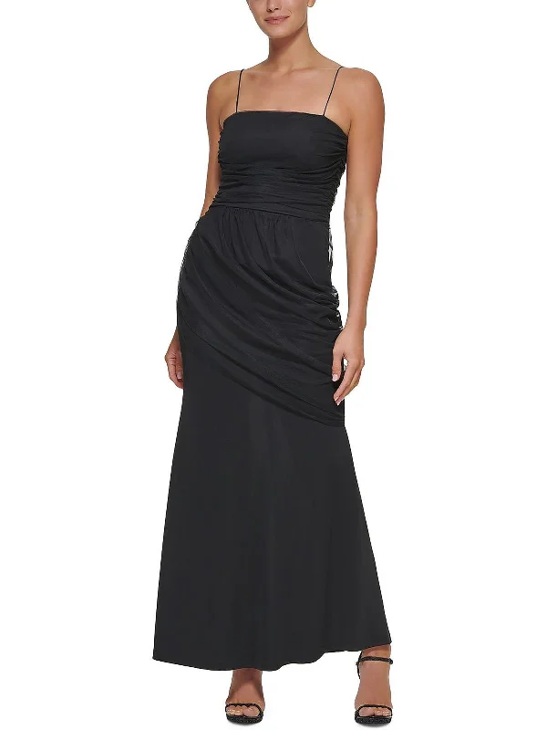 Womens Ruched Chiffon Evening Dress