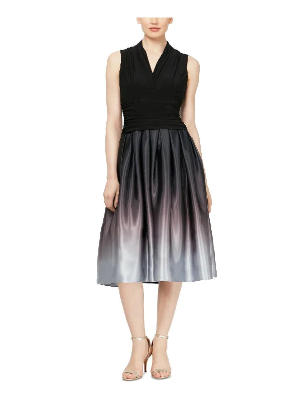 Womens Ruched Glitter Cocktail and Party Dress