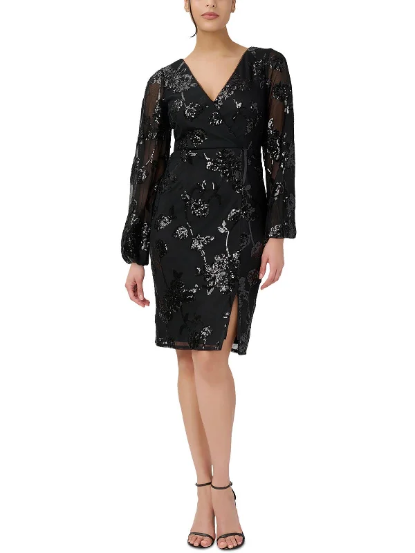 Womens Sequined Knee-Length Cocktail and Party Dress