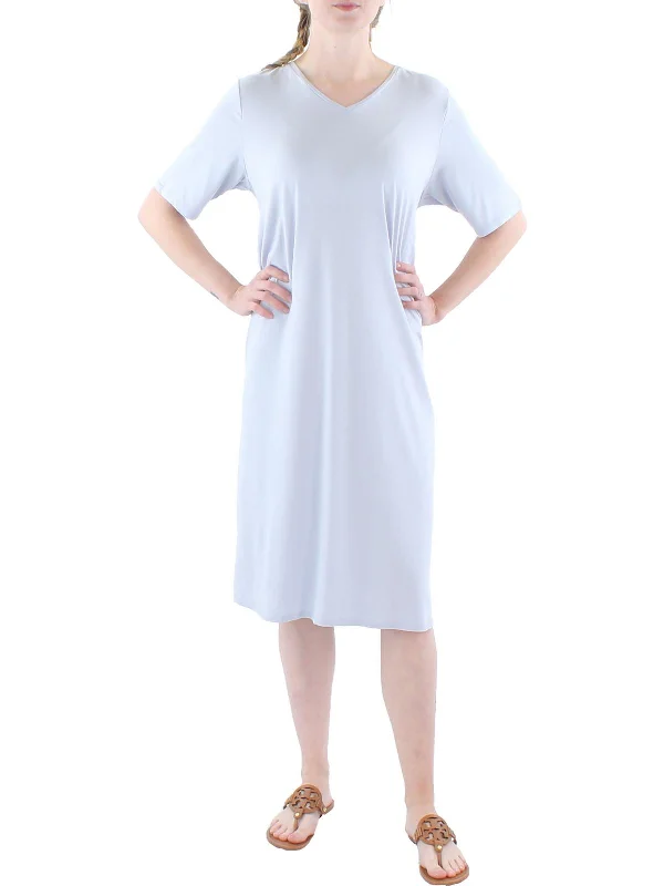 Womens V-Neck Knee T-Shirt Dress