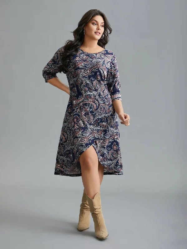 Wrap Hem Bandana Floral Dress