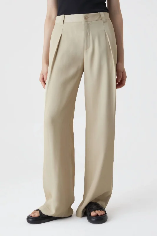 Brook Fluid Twill Trousers In Beige