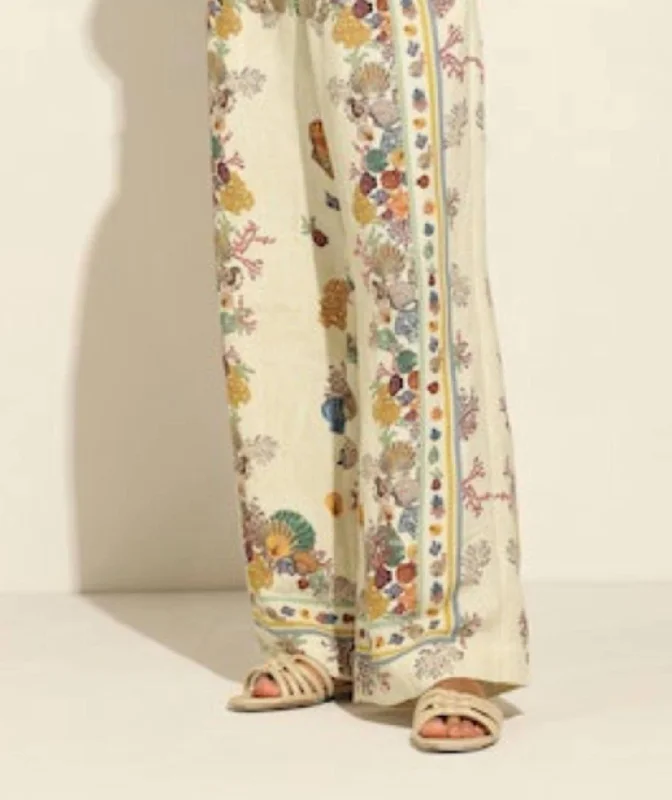 Ivory Wide Leg Pant In Multi