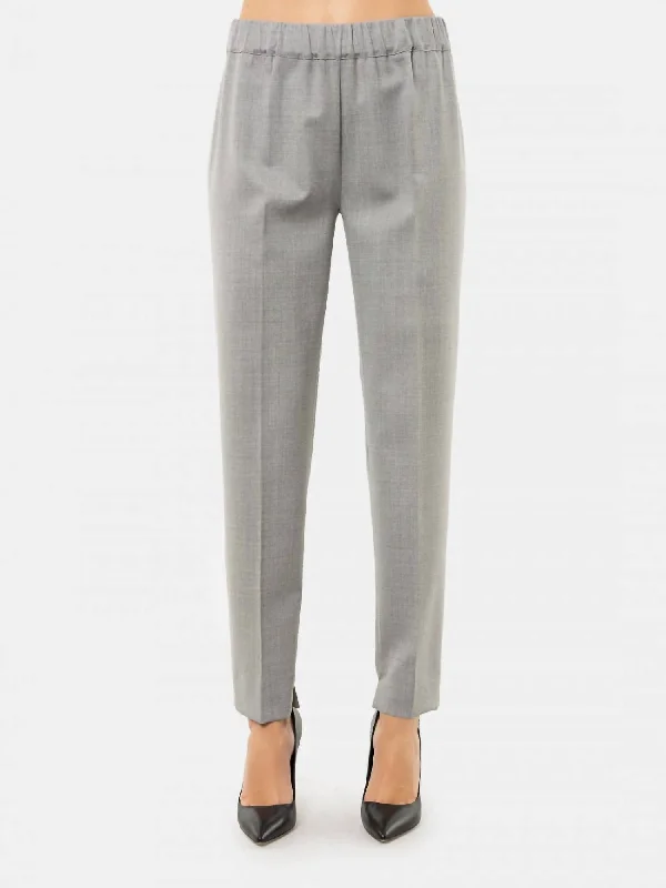 Pull-On Lightweight Wool Pant In Grey