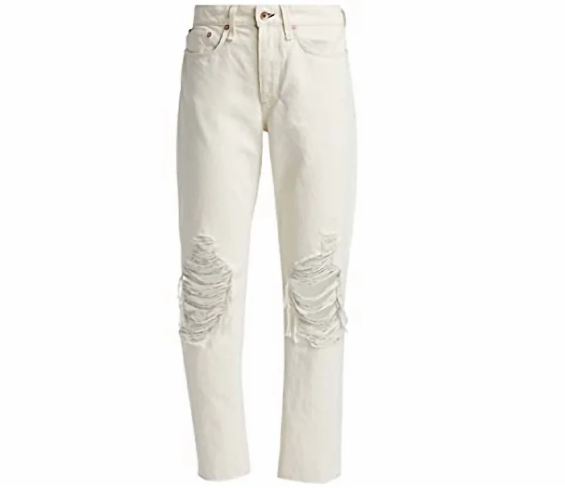 Rosa Mid Rise Ripped Boyfriend Jeans In White