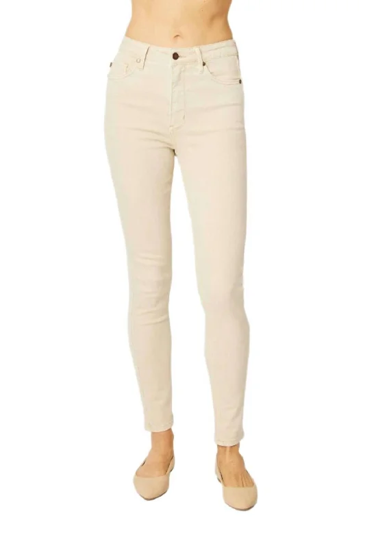 Sculpted Tummy Control Skinny Jeans In Bone