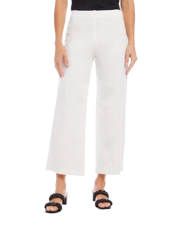 Wide Leg Cropped Pants In Off White