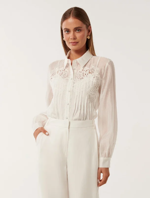 Azura Embroidered Shirt With Tucks