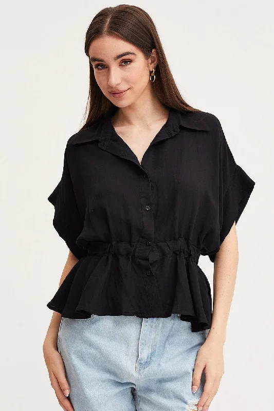 Black Shirt Top Short Sleeve